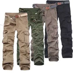 Мужские брюки 2019 Мода Mid waistFitness комбинезоны в мужские s мульти-с карманами мешковатый маленькие прямые военные брюки-карго