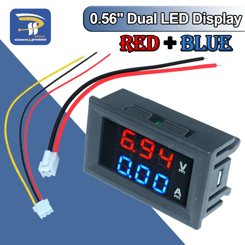 0,5" синий+ красный двойной СВЕТОДИОДНЫЙ Мини цифровой вольтметр амперметр DC 100 в 10A Панель Ампер Вольт измеритель тока тестер с линиями горячая распродажа