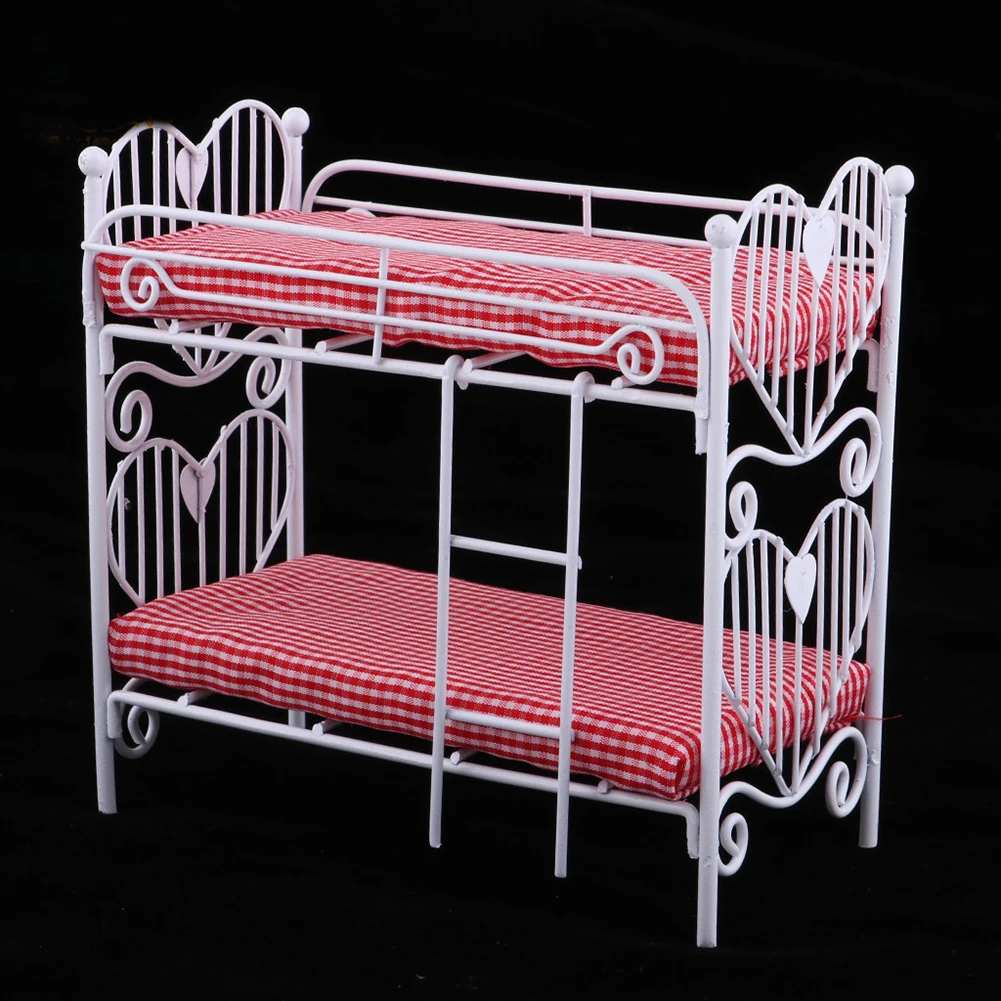 Miniature 1/12 Scale Mini Bunk Bed Double Decker Model Dollhouse Accessories Toy Miniature 1/12 Scale Mini Bunk Bed Double Decker Model Dollhouse Accessories Toy