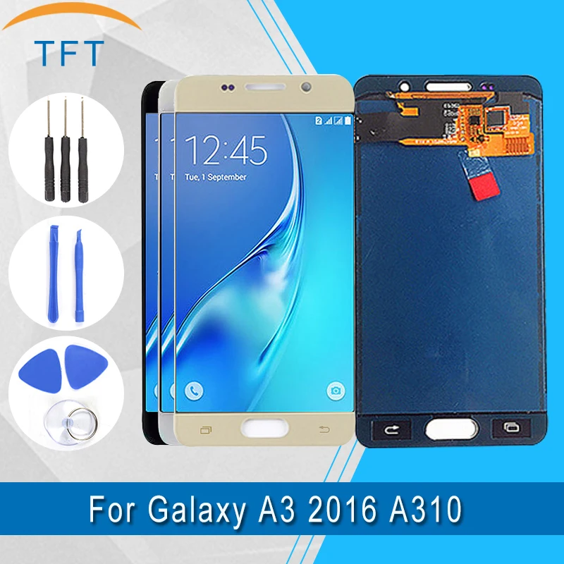 

100% Tested TFT LCD For Samsung Galaxy A3 2016 A310 A310F A310Y A310M LCD Display + Touch Screen Assembly brightness Can adjust