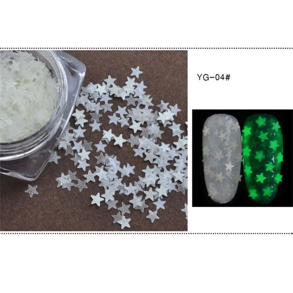 1 коробка светящийся люминесцентный Блестки для нейл Арта(искусство украшения ногтей) Сердце Звезда круглый ультратонкий ногтей Мерцающая Снежинка порошок светится в темноте Маникюр деко - Цвет: 04