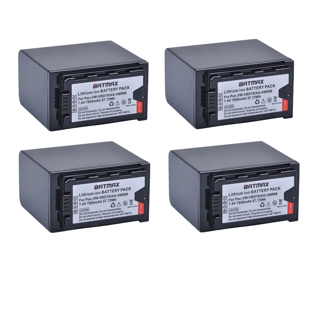 Batteria Agli Ioni Di Litio Bamtax 4Pc Vw-Vbd78 Vbd78 Per Batterie Panasonic Vw-Vbd58 Vbd29 Vbr89 Aj-Hpx260Mc,Hpx265Mc,Px270,Px298,Hc-X2000