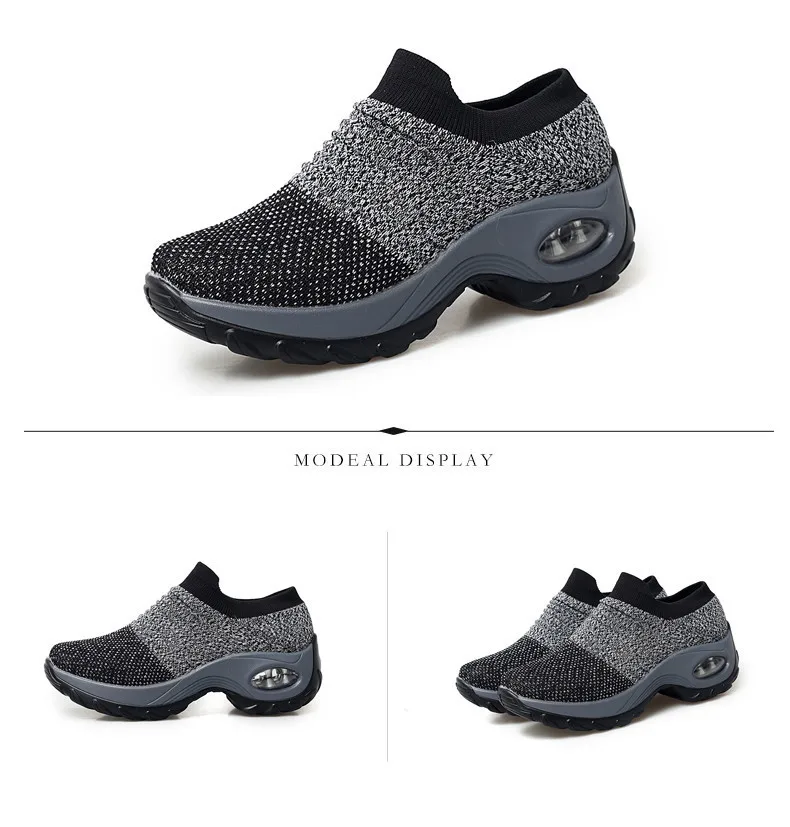 Spring Sneakers Women Flats Shoes Breathable Mesh Casual Platform Shoes Woman Creepers Comfortable Black Sock Shoes (7)
