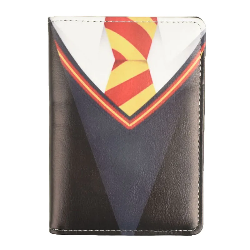 

DIKEDAKU Famous Printing Potter Clothes Passport Cover Hogwarts College Uniform Passport Case Leather Credit Card Holders