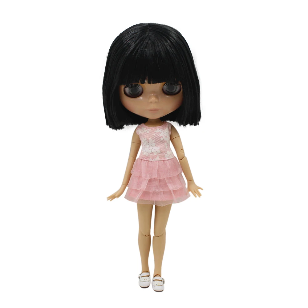 

blyth doll tan skin Black short straight hair joint body BJD dolls 9601