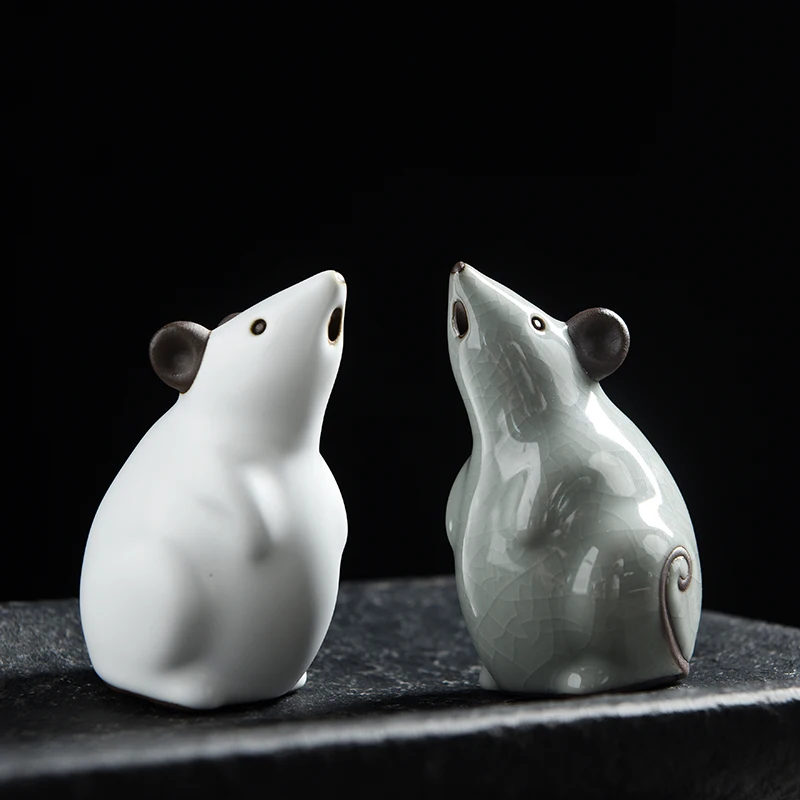 

Creative Mini Mouse Tea pet Arts and Crafts Ceramic Animal mice figurines fairy garden miniatures home decoration gifts