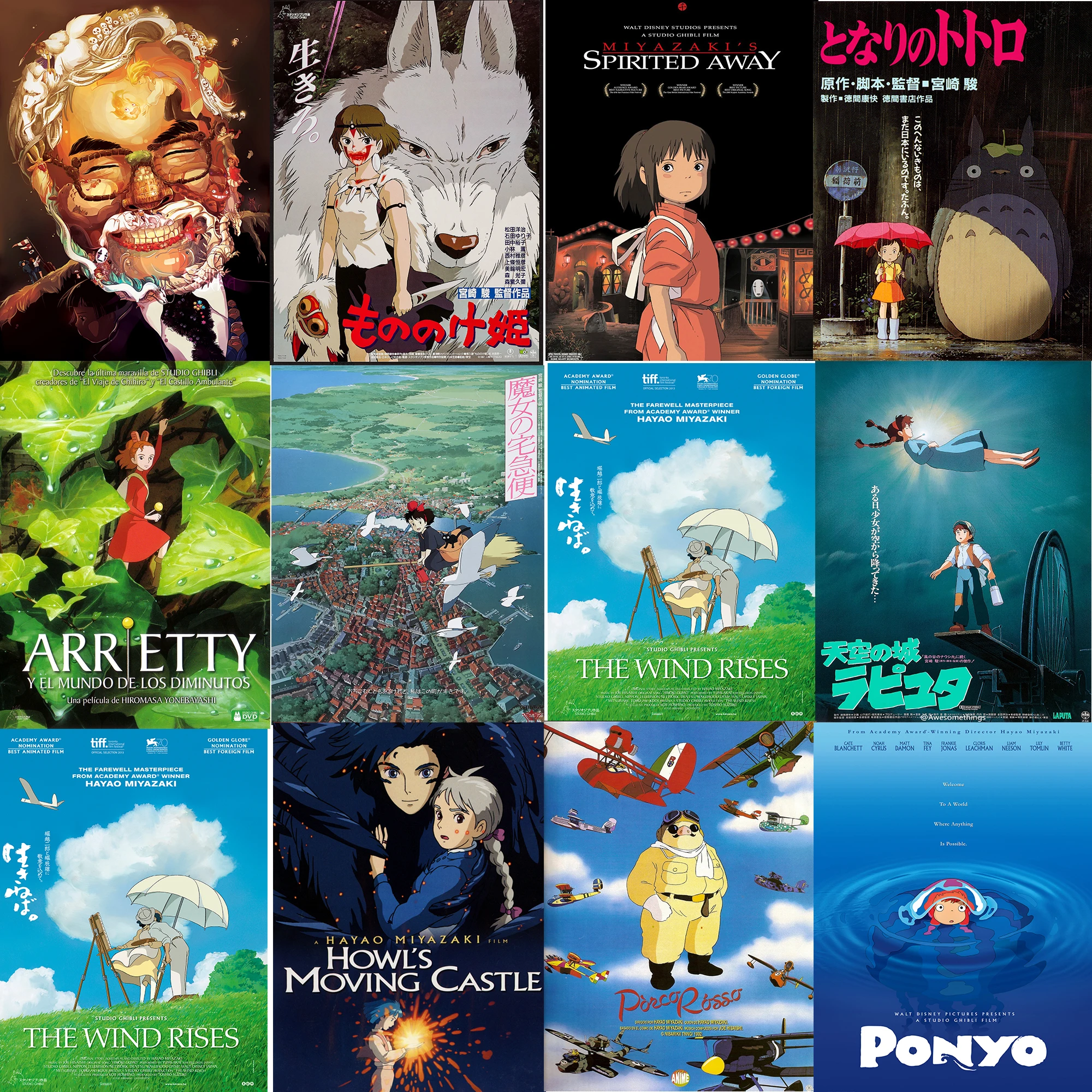 Постеры Miyazaki Hayao для коллекции Аниме настенные наклейки украшение дома Тоторо