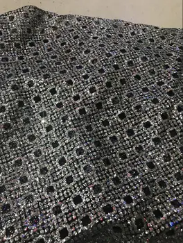 

Newest Jolin-12.1118 african tulle mesh fabric sparkly glued glitter sequins lace fabric for party dress