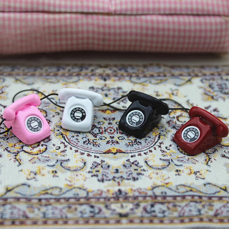 

Miniature Scene Model Doll house Accessories Mini Fixed Telephone Doll house