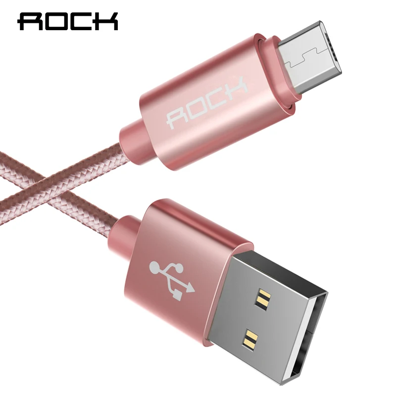 Рок Micro USB быстрая зарядка Micro USB кабель синхронизации данных для Samsung Сяо Mi Ми Huawei 1.8 м 1.0 м 0.3 м 2.1A мобильный телефон кабели - Цвет: Розовый