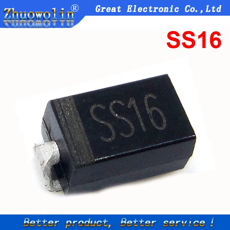 100pcs/Lot SS16 DO 214AC 1A 60V SR160 SMA SMD Schottky Diodein Diodes