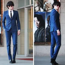 Высокое качество два зерна пряжки бизнес случайный мода жакет формальный костюм мужской свадебное платье костюм(куртка+ брюки+ галстук