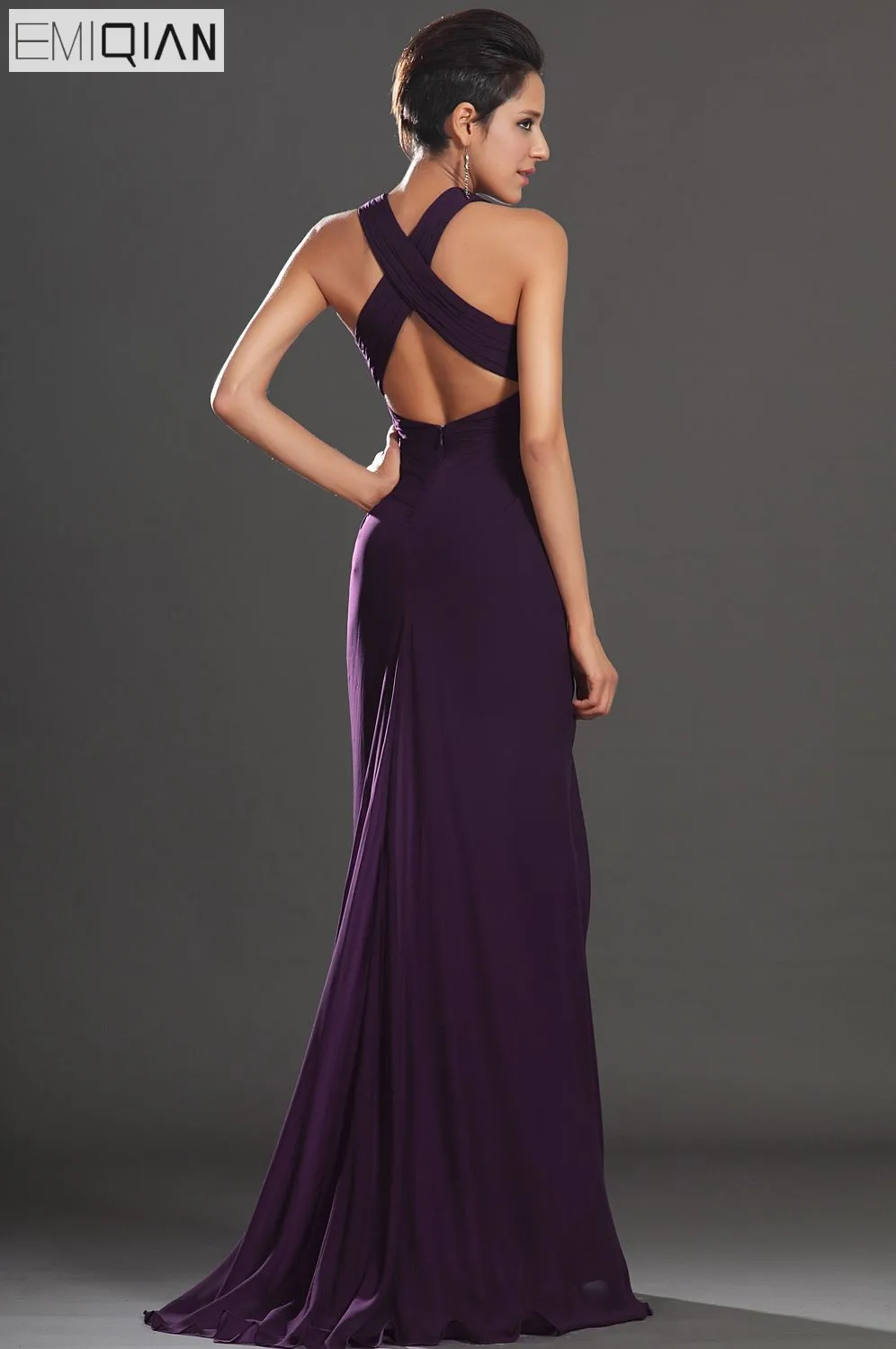 Очаровательны Холтер темно-фиолетовый вечернее платье