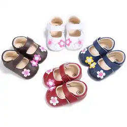 Новый 2017 новорожденных Обувь для младенцев 4 цвета цветы осень-весна Детские принцессы девушки Обувь Bebe малышей Первый Обувь для прогулок