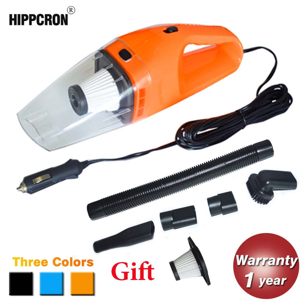 

Hippcron Car Vacuum Cleaner 12V 120W 5M Handheld Mini Vacuum Cleaner Wet And Dry Dual-Use with LED Light