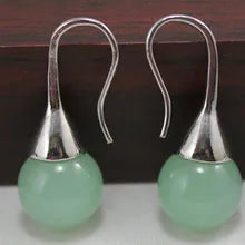 12 мм зеленый камень крючок серьги 5,29