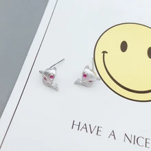  Cute Fox Rhinestone Korea Simple Silver Color Temperament Personality Trendy Female Stud Earrings SEA134 