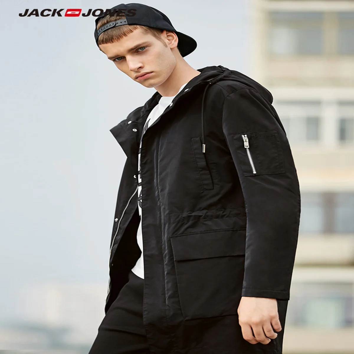 Ceny JackJones jesień zima mężczyźni odwracalne długi z kapturem zimowa bawełna kurtka płaszcz parka ubrania | 218309502