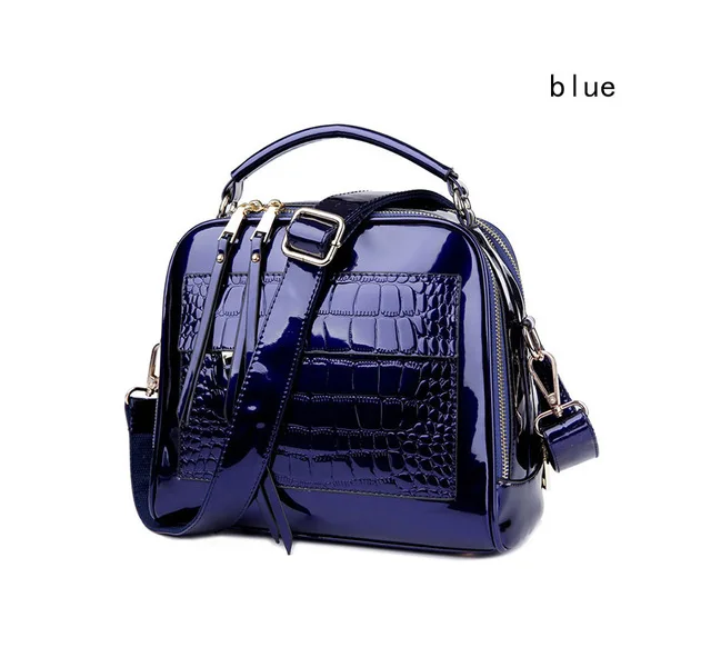 SWDF, новинка, дизайнерские женские сумки, качество, масло, искусственная кожа, женская сумка-мессенджер, крокодиловый узор, лакированная кожа, сумки на плечо для женщин - Цвет: Blue