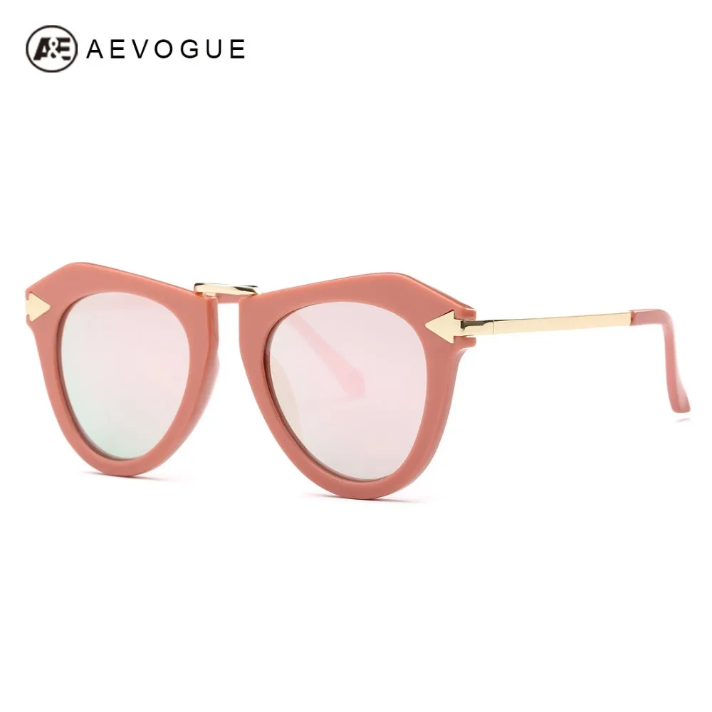 

AEVOGUE Sunglasses Women Cat Eye Reflective Coating Mirror Copper Temple Decorative Arrow Brand Designer Sun Glasses AE0437