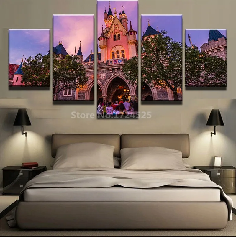 5 шт. холщовые картины с изображением замка без рамки|print on canvas|wall canvaswall decor canvas |