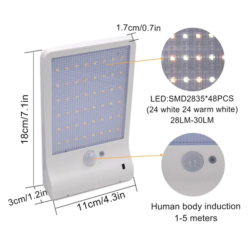 Водонепроницаемый 48 Светодиодный s солнечный светильник СВЕТОДИОДНЫЙ Уличный настенный светильник с пультом дистанционного управления PIR датчик движения уличная лампа для патио сада