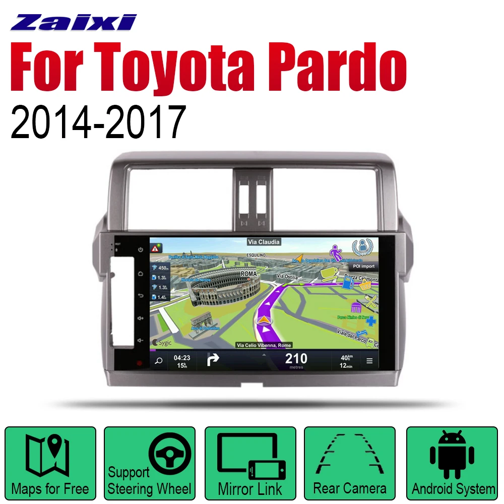 

ZaiXi Android Car Radio Stereo GPS Navigation For Toyota Pardo / LC950 / Prado 950 2014~2017 Bluetooth wifi 2din Car Radio