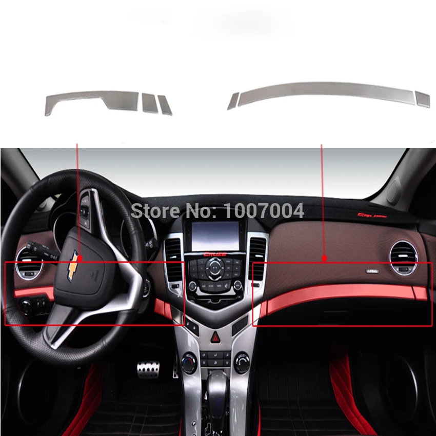 6 pcs/ set car Stainless Steel Glovebox sticker/ storage box decoration Sequins car covers FOR Chevrolet Cruze hatchback