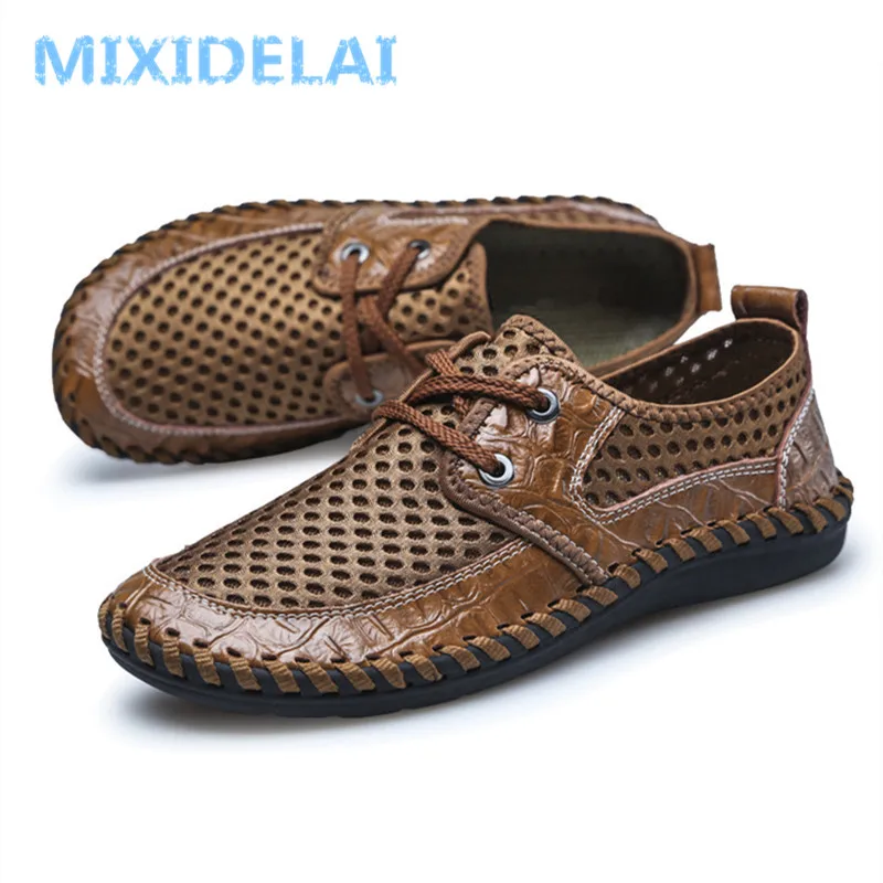 MIXIDELAI 2019 New Men's Shoes Comfortable Breathable Mesh Flats Shoes Fashion Lace-Up Casual Shoes Men Leisure Big Size 38-46 MIXIDELAI 2019 New Men's Shoes Comfortable Breathable Mesh Flats Shoes Fashion Lace-Up Casual Shoes Men Leisure Big Size 38-46