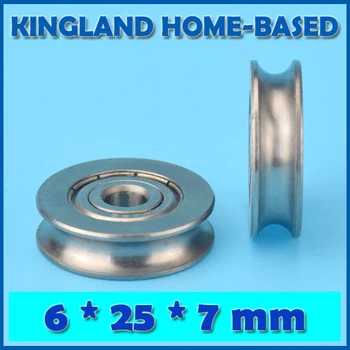 

10Pcs 6*25*7 Stainless Steel Bearing U Groove Roller Stainless Groove Sliding Wheel Roller For DIY Toy Testing Maintain Repair