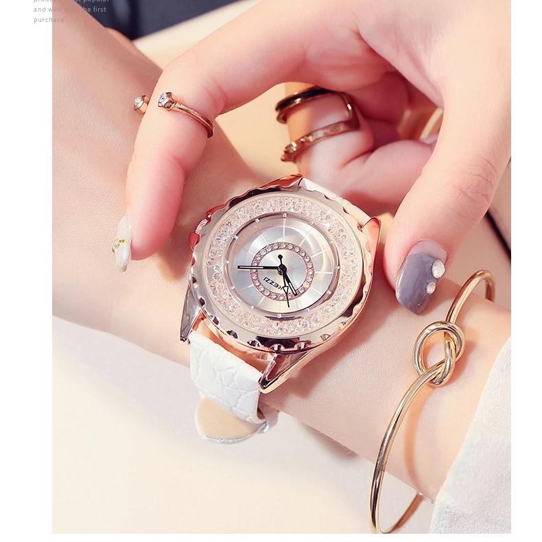 Beste 2016 Hot Koop KEZZI Merk Luxe Dames Horloge Mode Fijne Strass Kristal Wijzerplaat Hoge Kwaliteit PU Riem Waterdichte Quartz Horloge