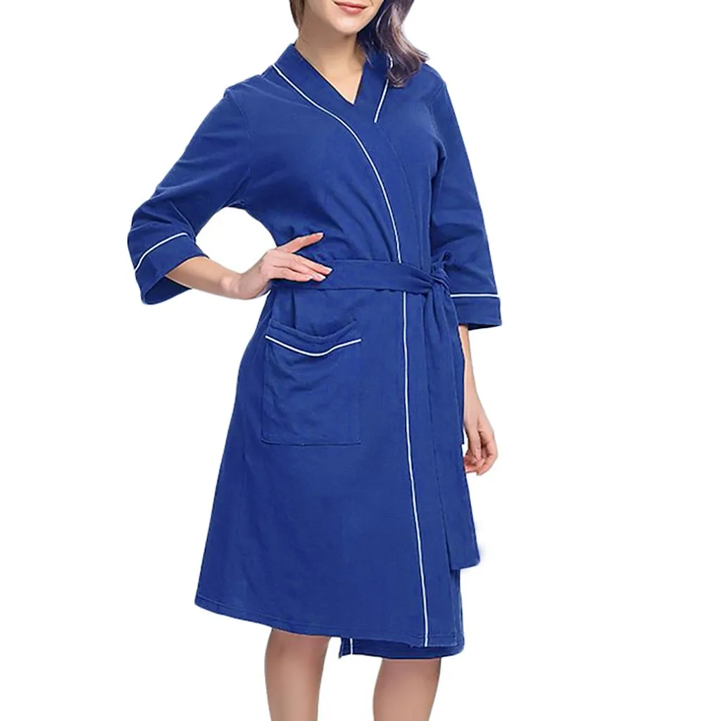 

Night Clothes Women Casual Sleepwear Women Sexy Solid Women Summer Cotton Pajamas Nightgown Lingerie Bathrobe With Belt