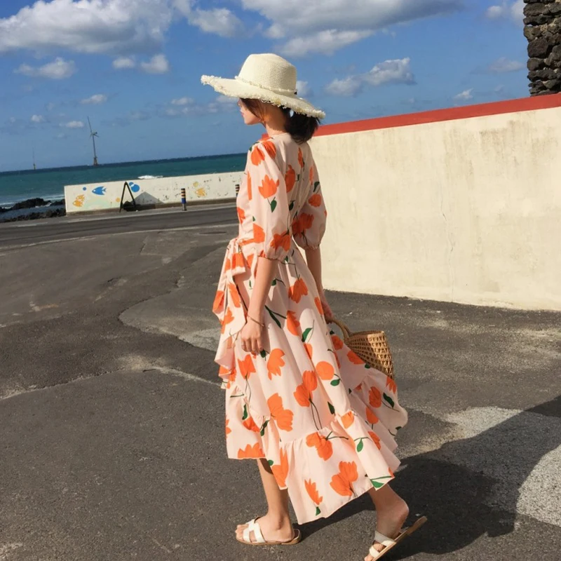 Женское платье Лето Boho через платья 2019 новые летние праздничные Париж поцелуй