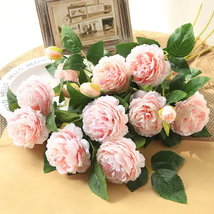 Xuanxiaotong 5 шт. искусственные синие пионы цветы для свадьбы украшения домашнего стола аксессуары поддельные пионы цветы дропшиппинг - Цвет: 5pcs Pink