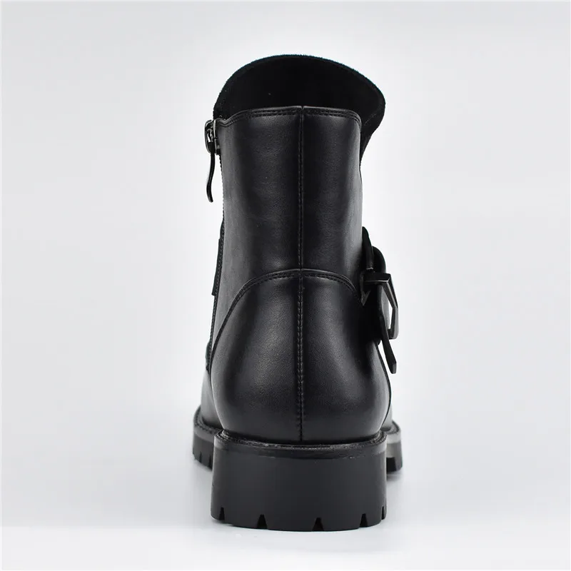 Mode Niedrigen Herbst Seite Plüsch Stiefeletten Winter Frauen Patchwork Thick Ferse Niet Thin Casual Black Schnalle Neue Stiefel black Zip Schuhe Odetina Plush Plush Weichen 6E0q55