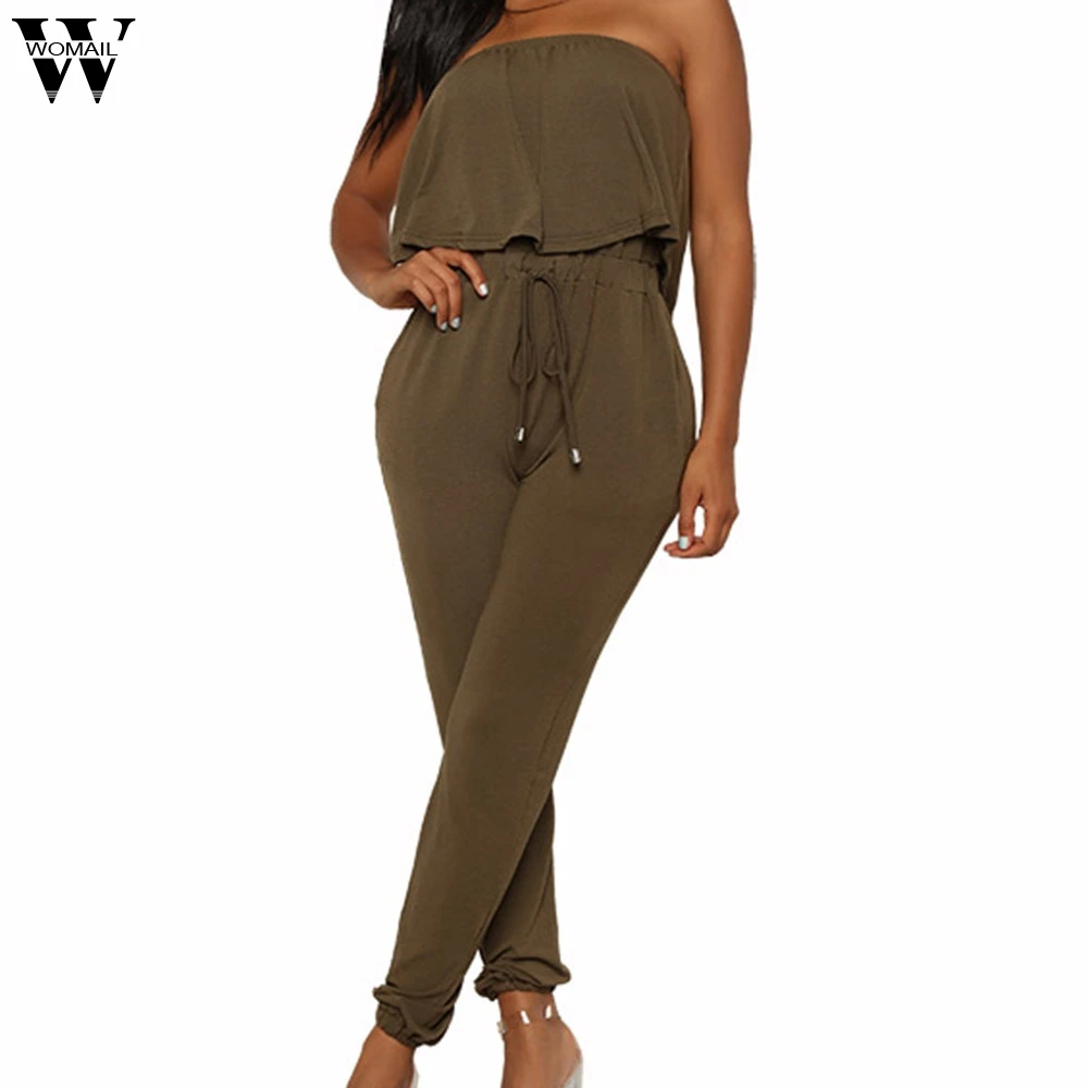 

Womail bodysuit Women Summer Fashion Off Shoulder Set Lace-up Pocket Jumpsuit Evening Party Playsuit Casual NEW dropship M7