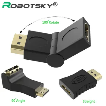 

Robotsky HDMI Male to HDMI Female Cable Adapter Converter Right Angle 180 Degrees Rotate Extender for 3D 1080P HDTV XBOX PS3 DVD