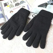 Зимние мужские и женские вязаные двухслойные Утепленные перчатки мужские и женские теплые черные перчатки плюс бархатные перчатки для вождения R2023