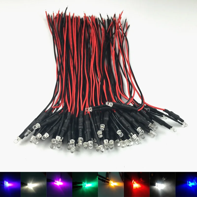 100 шт. светодиодные лампы 3 мм 18 см 12 В постоянного тока|pre wired|led light lamplamp bulb |