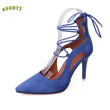 The Fall Of 2017 New High-heeled Shoes With A Fine Pointed Cross Strap Hollow Rome Nightclub Sexy Shoes