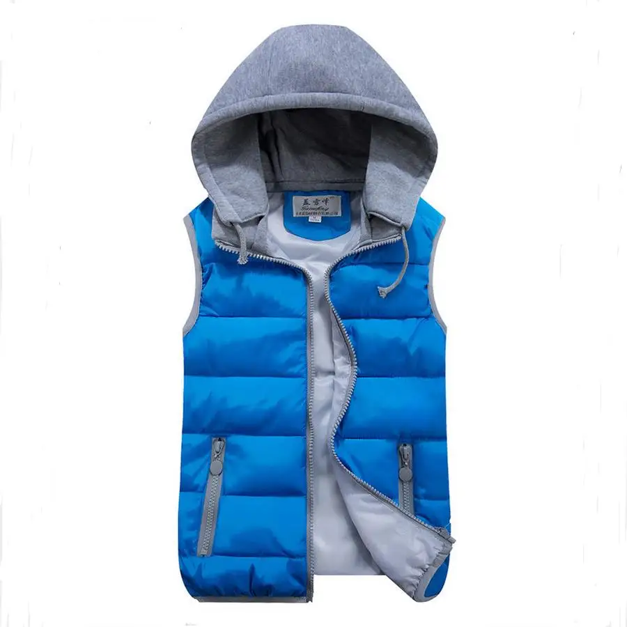 Короткий зимний жилет для женщин из хлопка с капюшоном на одкладке 1шт - Цвет: blue