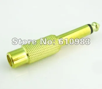 

(5pieces/lot) 6.5mm -RCA adapter 6.5mm Plug male to RCA Jack female stereo adapter connector goldplated