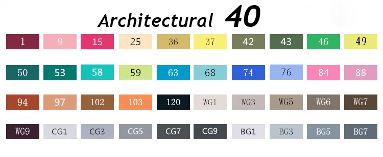 TouchFive 30/40/60/80/168маркеры для рисования ручка на спиртовой основе двустороннего искусства Рисунок манга Альтернатива COPIC - Цвет: Architectural 40