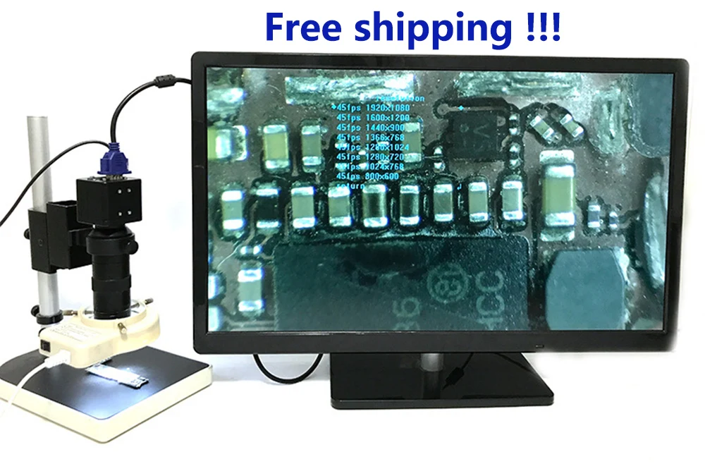 

Digital HDMI VGA Industrial Microscope Camera video Microscope sets HD 13MP 60F/S+130X C mount lens+LED ring Light +metal stand