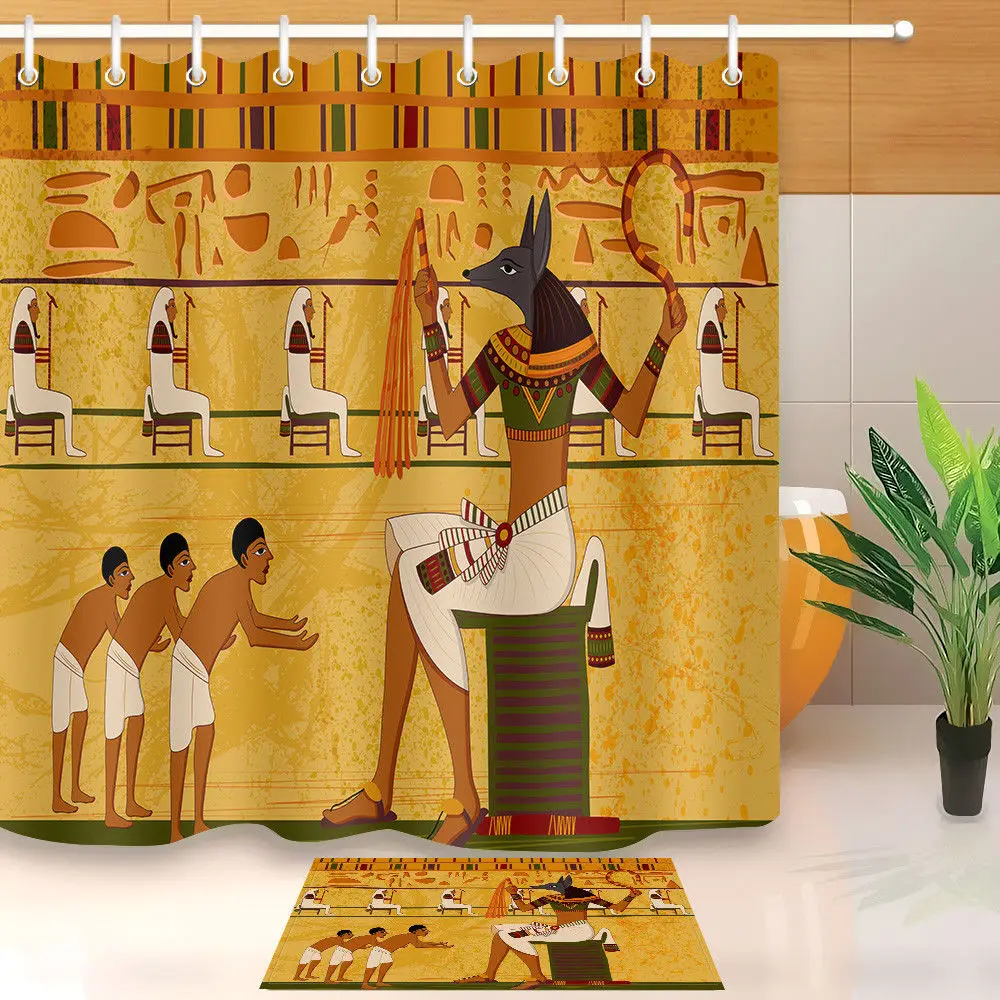 Древний Египет Anubis Бог росписи Водонепроницаемый полиэстер ткань Ванная комната