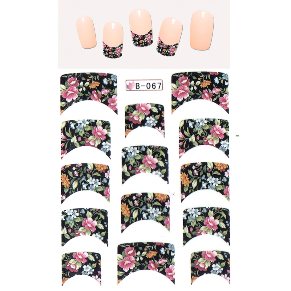 

UPRETTEGO NAIL ART BEAUTY WATER DECAL SLIDER NAIL STICKER TROPICAL FLOWER ROSE JASMINE LILY GREEN LEAF B067-077
