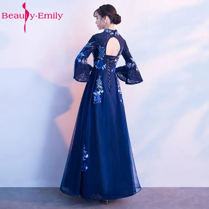 Женское длинное вечернее платье Beauty Emily синее Тюлевое Платье трапециевидного