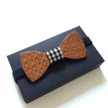 Резной деревянный галстук-бабочка Галстуки бабочка наборы Свадебный галстук-бабочка из древесины бант жажду ручной работы лучший qualiti галстук с подарочной коробкой
