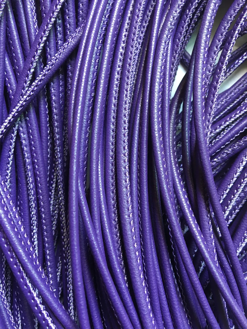 

3mm Stitched Nappa Round Leather Cord Purple Soft Round Jewelry Leather 5 meters
