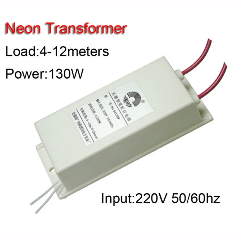 

Free Shipping 12M Neon Lamp Electronic Transformer Power Supply 130w Load 4-12 Meters Input 220V 50/60Hz Output DC 12KV 30mA